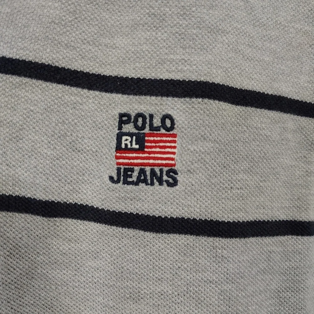 Vintage 90s Streetwear Faded Polo Jeans Ralph Lauren Flag Short Sleeve Polo  XXL
